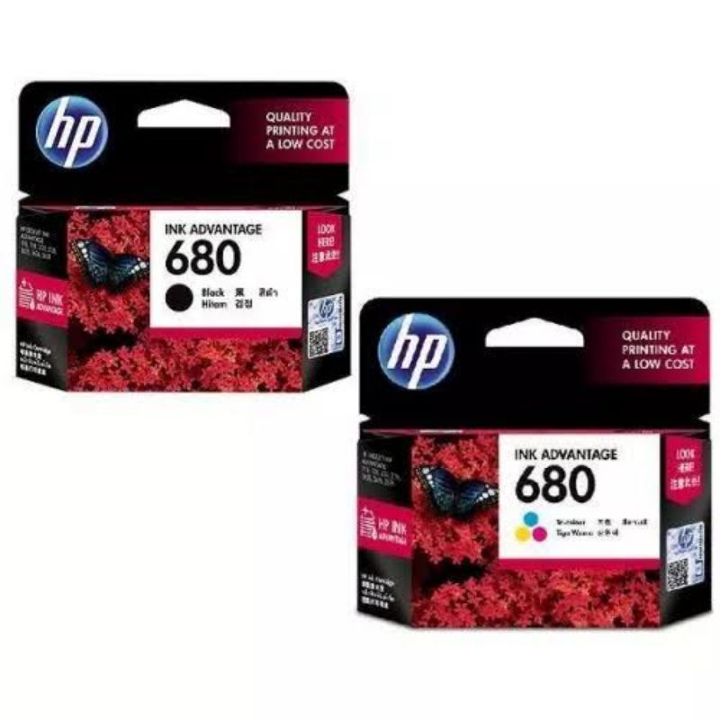 tinta cartridge hp 680 black &amp; 680 colour original for 1115,1118,2135,2138,2675,2676,2677,2678,3635,3636,3638