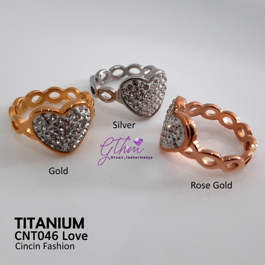 Cincin Titanium Love Mata Stainless Steel Anti Karat Mewah Elegan Perhiasan Fashion Import premium cnt046 gthm