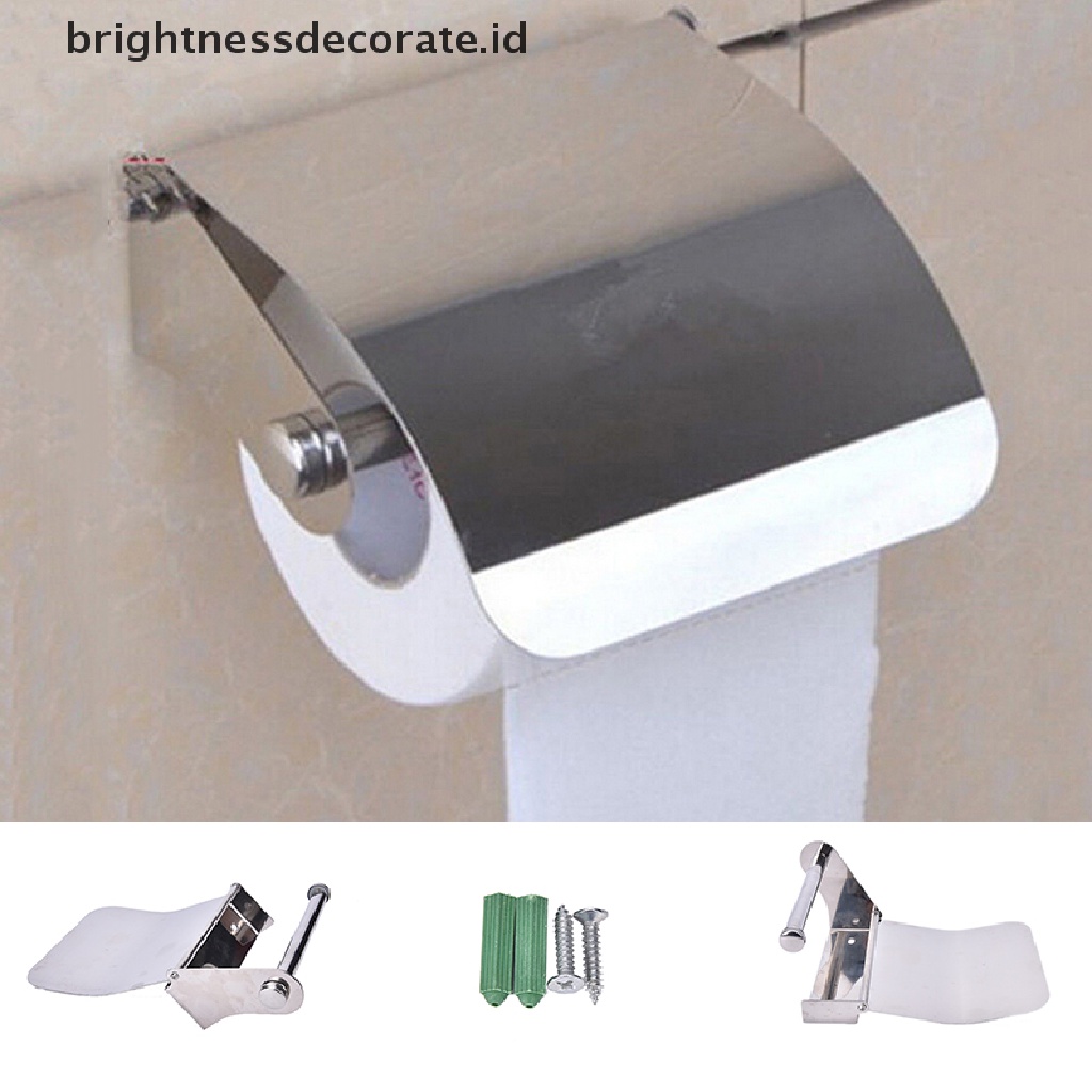 [Birth] Tempat Kertas Toilet Kamar Mandi Stainless Steel Kotak Tisu Gulung Tempel Dinding Holder [ID]