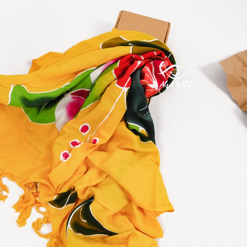 KAIN PANTAI BALI HALUS LUKIS KUNING - Dewata