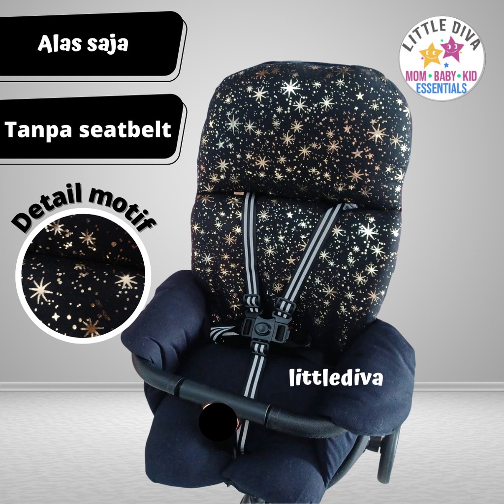 Stroller Pad Egg 55 K GOLD SPARKLING - Alas Stroller TANPA TALI SEATBELT Telur Akachan Kereta dorong bayi fit to baobaohao v5 v8 v18 baobao bao trike