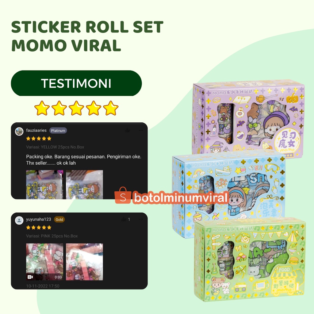 Sticker Momo Viral Roll 2D Waterproof Aesthetic Tahan Air