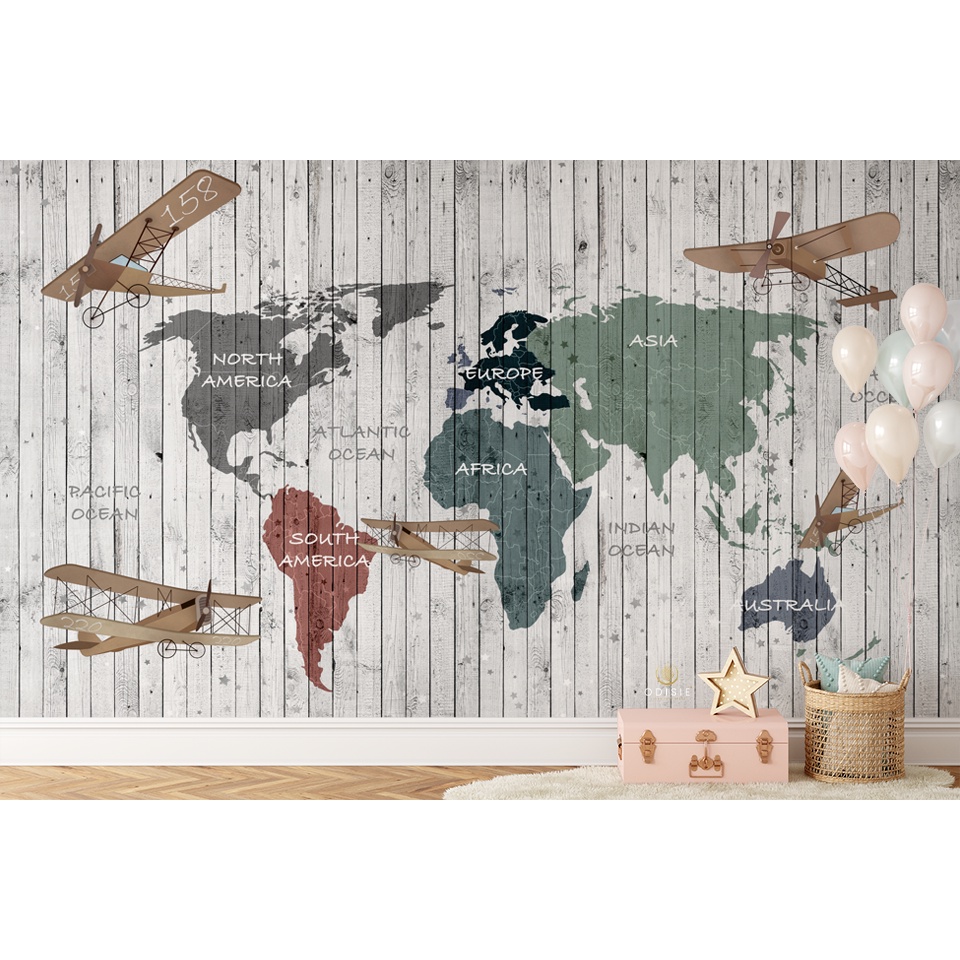 

Wallmural sticker Kids WORLD MAP Part 2