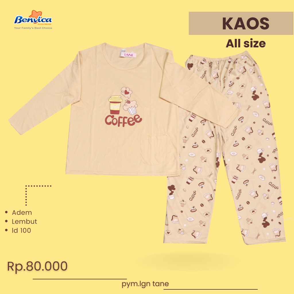 BAJU TIDUR PIYAMA KAOS TANE LEMBUT ADEN BANYAK MOTIF