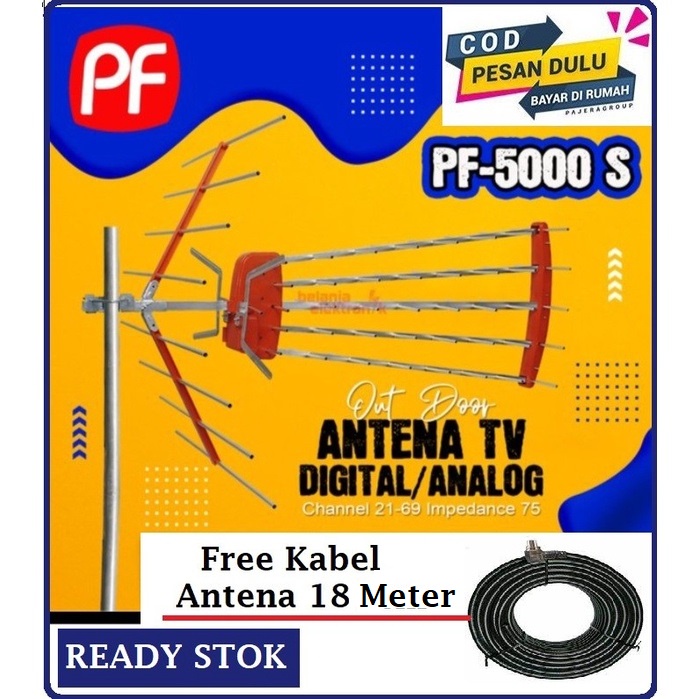 Antena TV PF-5000 Antena Luar Free Kabel Antena 18 Meter Antena TV Outdoor Super Jernih