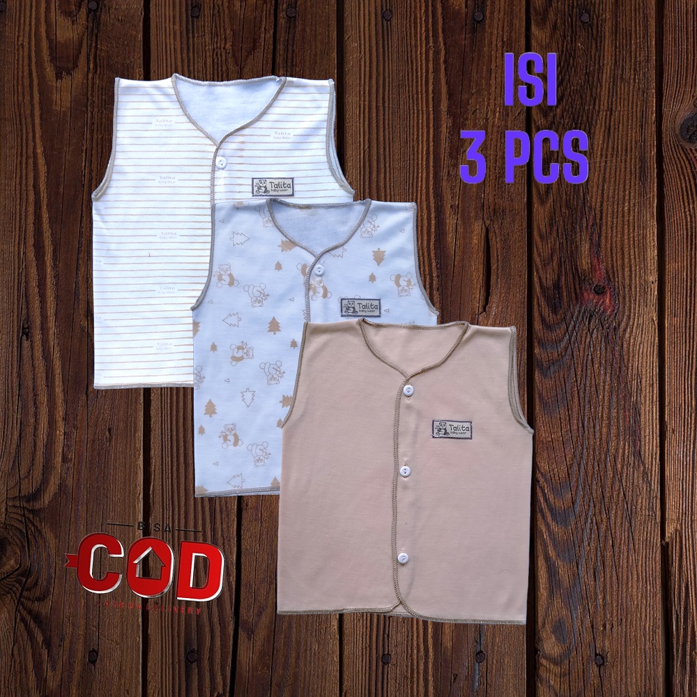 3 Pcs Baju Bayi Baru Lahir Piama Bayi Kutung Seri Newborn Coklat/Abu/Biru/Merah