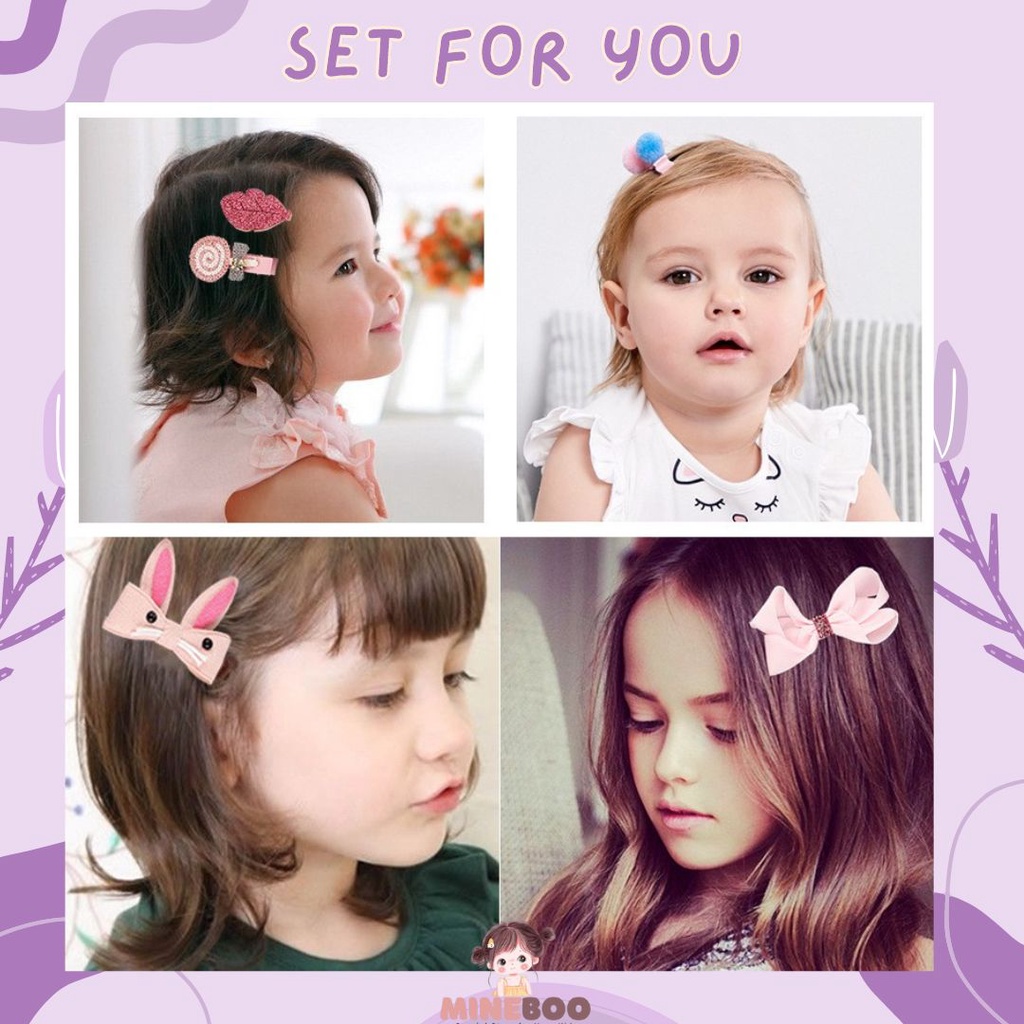 mineboo - JEPIT FOR YOU Ikat Rambut Karet Pita Anak 18 in 1 Jepit Rambut Anak | Aksesoris Rambut Hair Clip Import