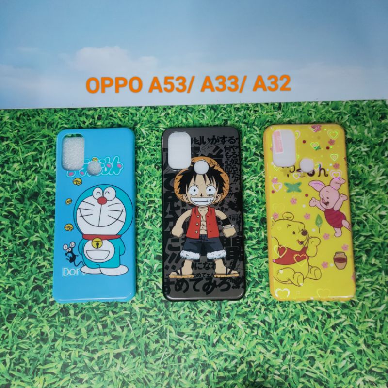 OPPO A32 A33 A53 Reno 4 SOFTCASE KARAKTER animasi 3D GLOSSY 360 TEMPERED GLASS MOTIF