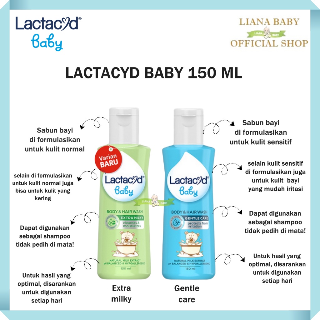 PERA250 SABUN BAYI LACTACYD BABY GENTLE CLEANSER / EXTRAMILKY 150 ML ( Exp 05/2024 )