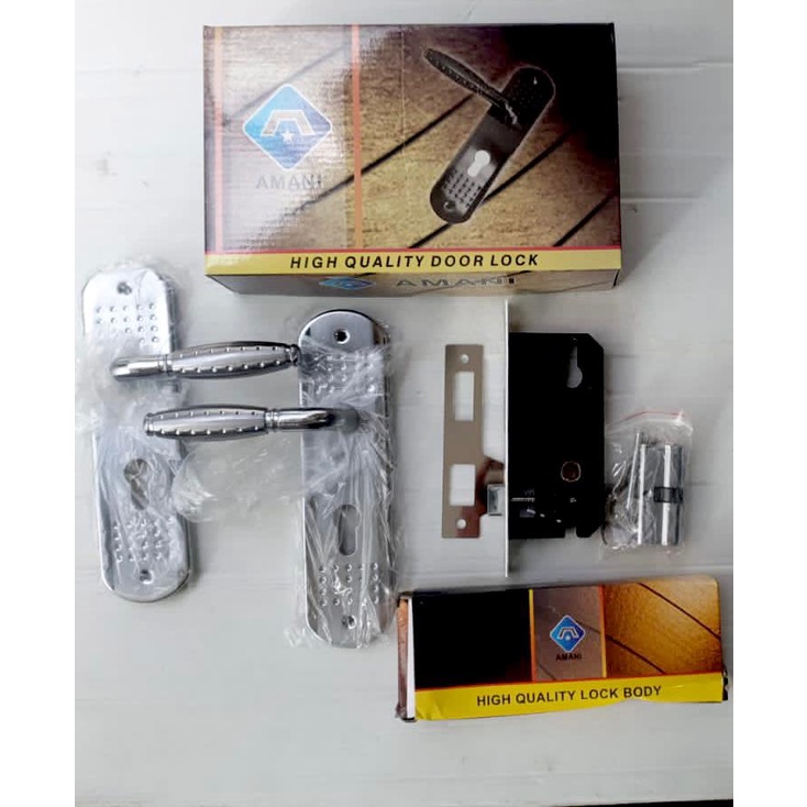 Handle Gagang Kunci Pintu Tanggung Besi Chrome Set Amani Bulat Sn/Cp