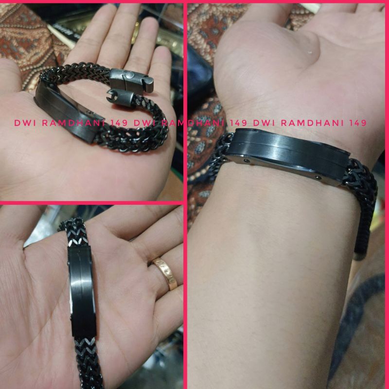 Gelang Rantai Hitam Titanium Doff Polos Anti Karat selamanya