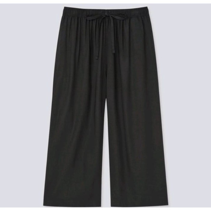 Celana Kulot 3/4 RAYON UNIQLO/KULOT TANGGUNG HIGH WAIST Hitam M H4B0 Style Premium Bawahan Wanita Ba