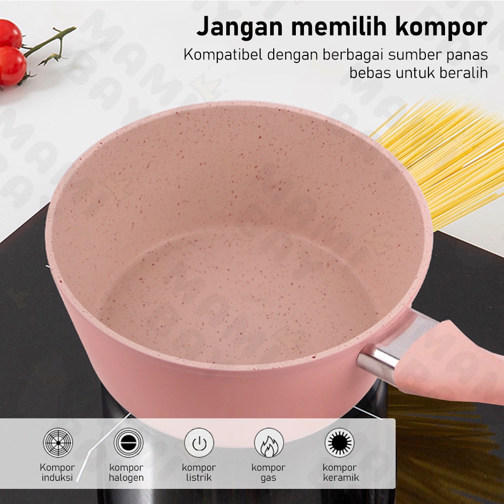 Mamibayi 12/14/16/18cm Panci Susu Anti Lengket Panci Teflon Marble Sauce Pot Mini