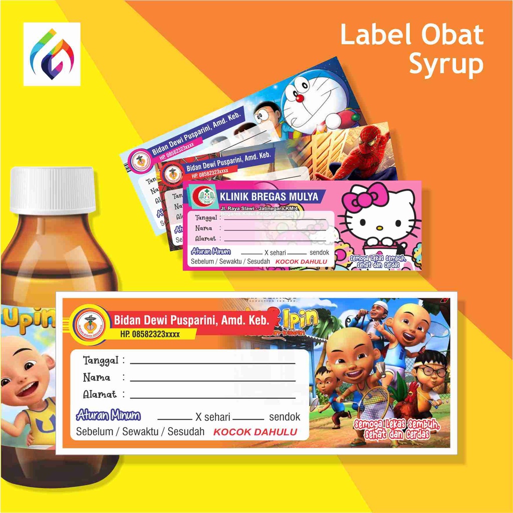 

Label obat syup / Etiket obat syrup / Stiker label obat / Stiker label obat sirup (STIKER DOF) Isi 100 lbr