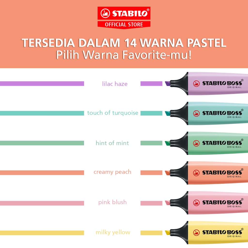 

STABILO BOSS ORIGINAL Pastel Highlighter Marker Pen Spidol Warna Warni Stationery Set