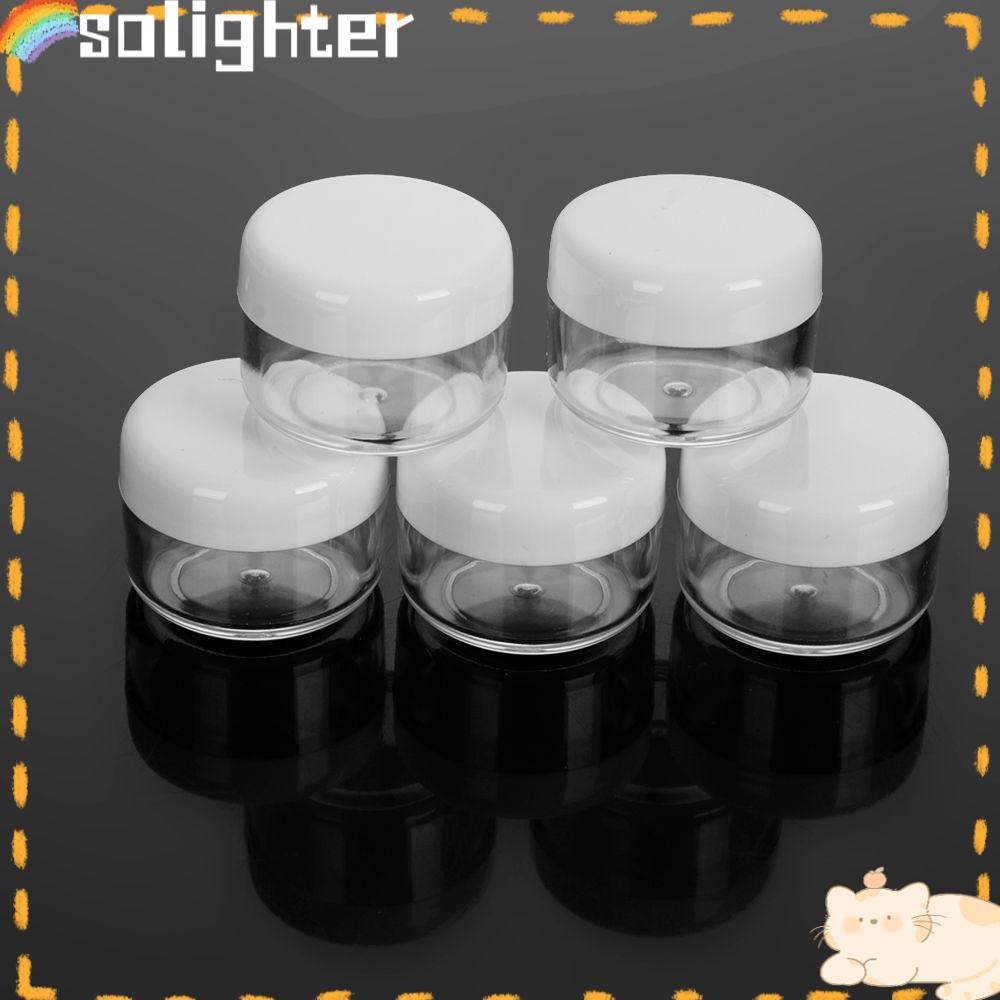 Solighter 5PCS 3per5 /10 /15ml Wadah Krim Wajah Travel Make Up Alat Botol Kosmetik Rumah Tangga