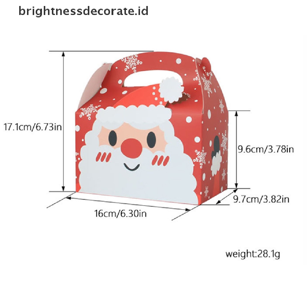 [Birth] 5pcs Christmas Kraft Paper Gift Box Kotak Kemasan Permen Kue Kering Santa Claus [ID]