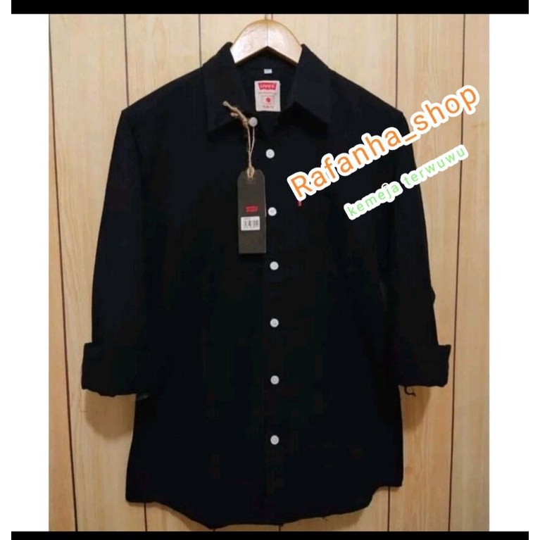 Terwuwu kemeja panjang pria cowok getlemen cowok biru navy hitam coklat merah polos formal kantor