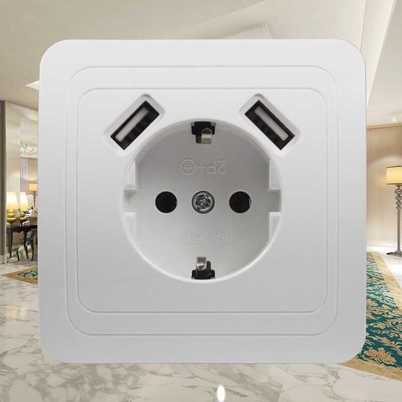 Kuubi Stop Kontak Dinding USB Stop Kontak Dinding Port Usb Soket Listrik Square Wall Socket