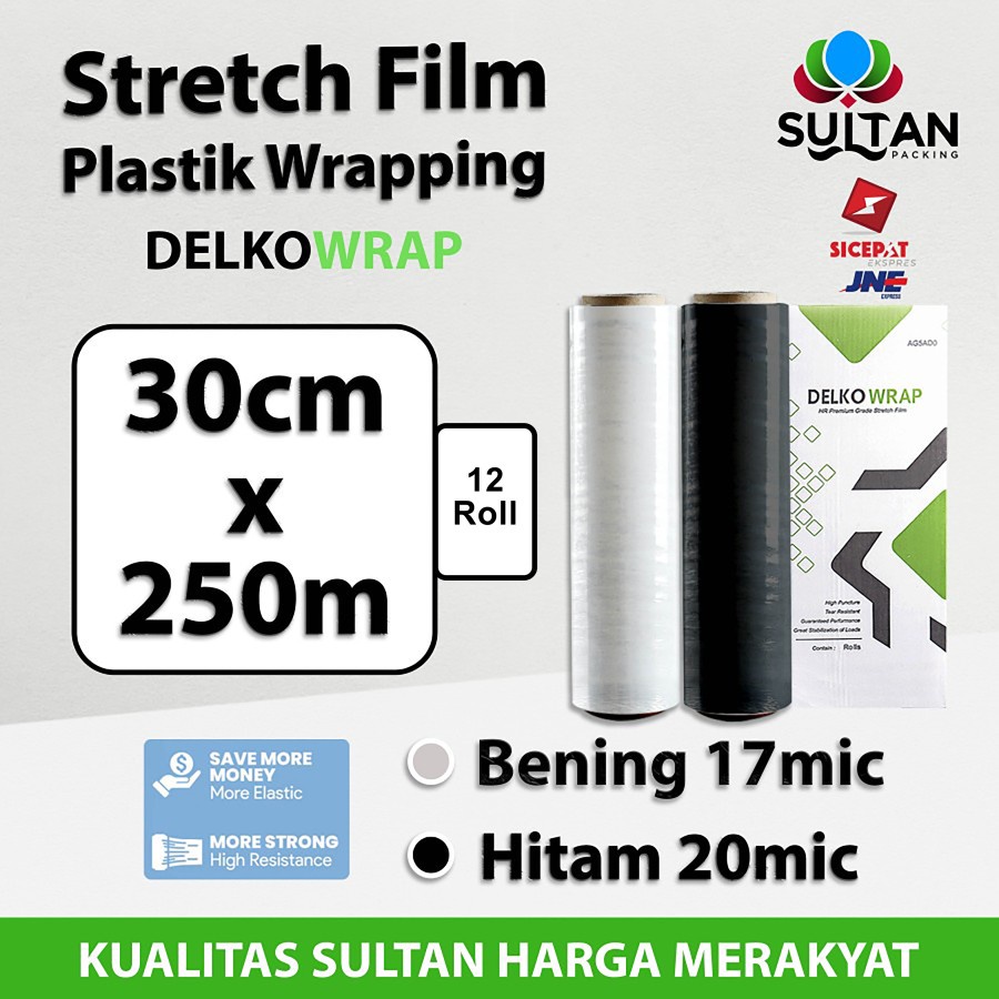 

Plastik Wrapping Stretch Film 30cm x 250m DELKOWRAP TERMURAH KARGO / DUS
