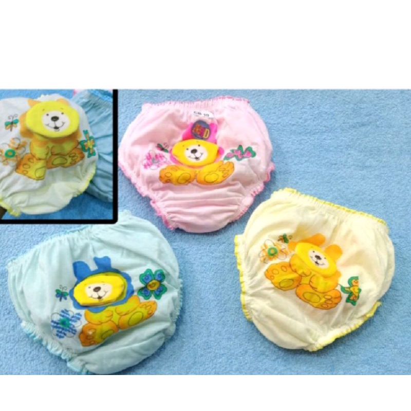 Celana dalam bayi isi 3pcs | Celana bayi aplikasi belakang motif lucu | Celana bayi katun halus