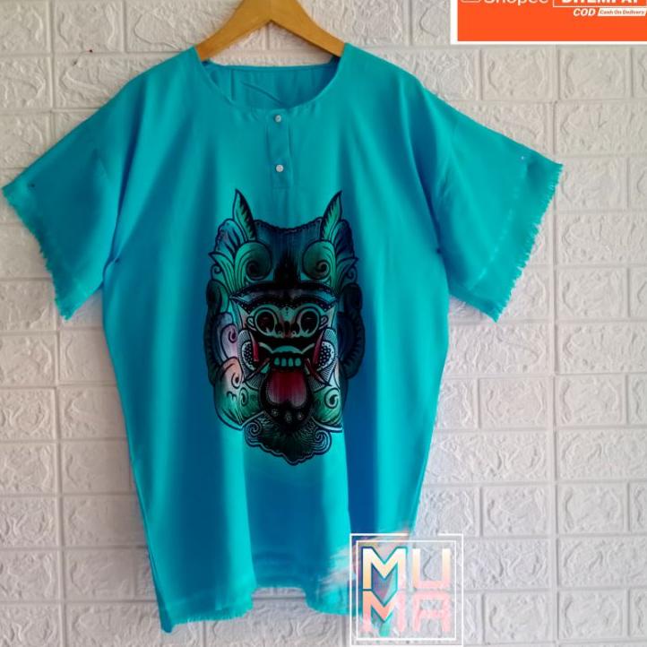 Depan biru laut - baju Barong Bali pria wanita - Kaos Bali - Kaos Pantai - baju pria wanita - muma.1