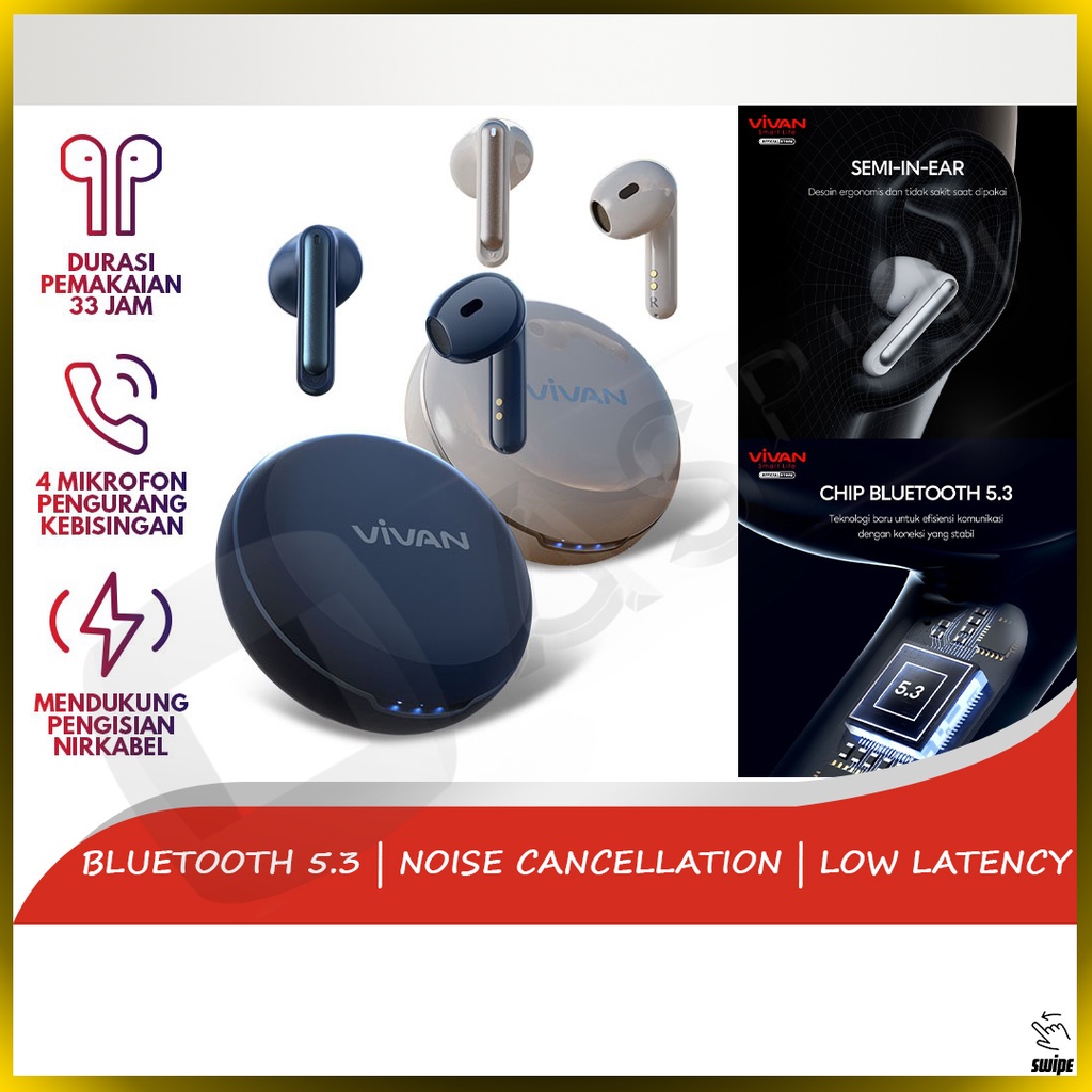 VIVAN Headset TWS Liberty X1 Handsfree Headphone Earphone Musik Music Lagu Mp3 Audio