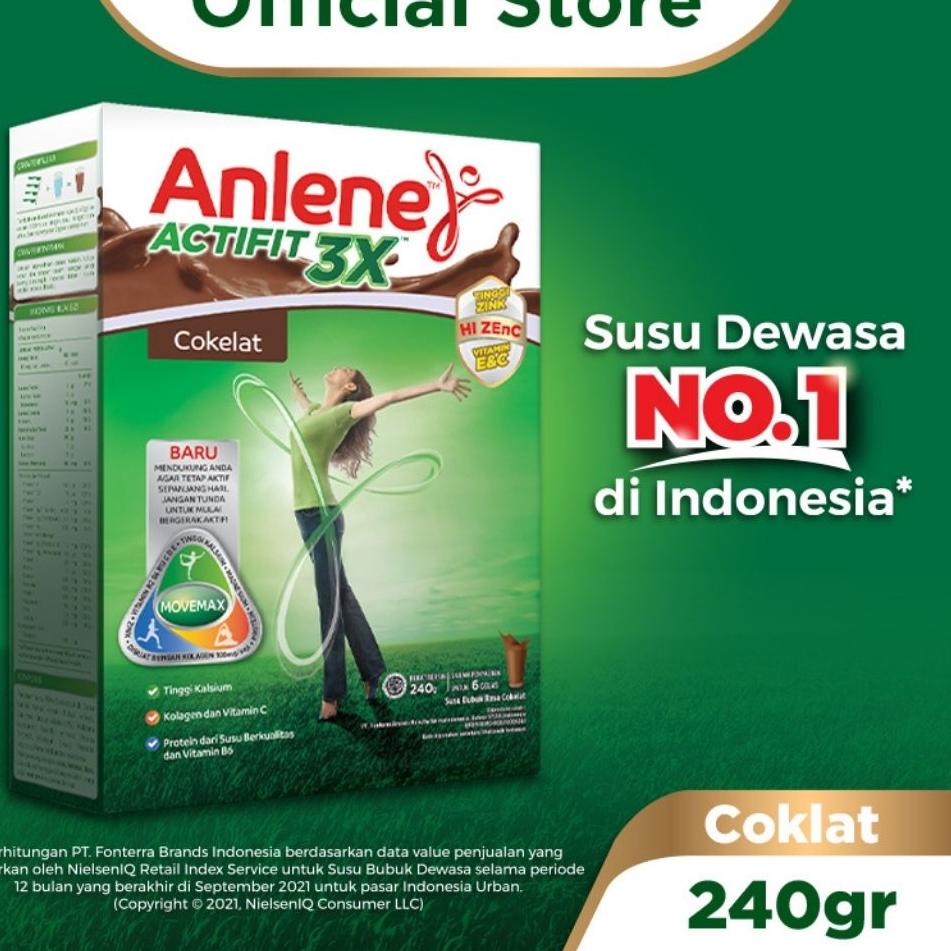 

TERMURAH Anlene Actifit 3X Susu Bubuk Cokelat 240g - Nutrisi Tulang, Sendi, dan Otot