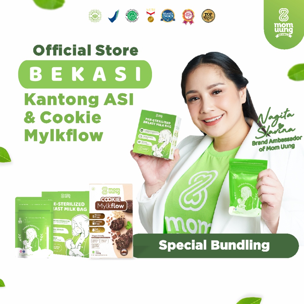 Mom Uung Special Bundling Kantong ASI Mom Uung / Pre-sterilized Breast Milk Bag &amp; Cookie Mylkflow Classic Choco / Kukis Sehat