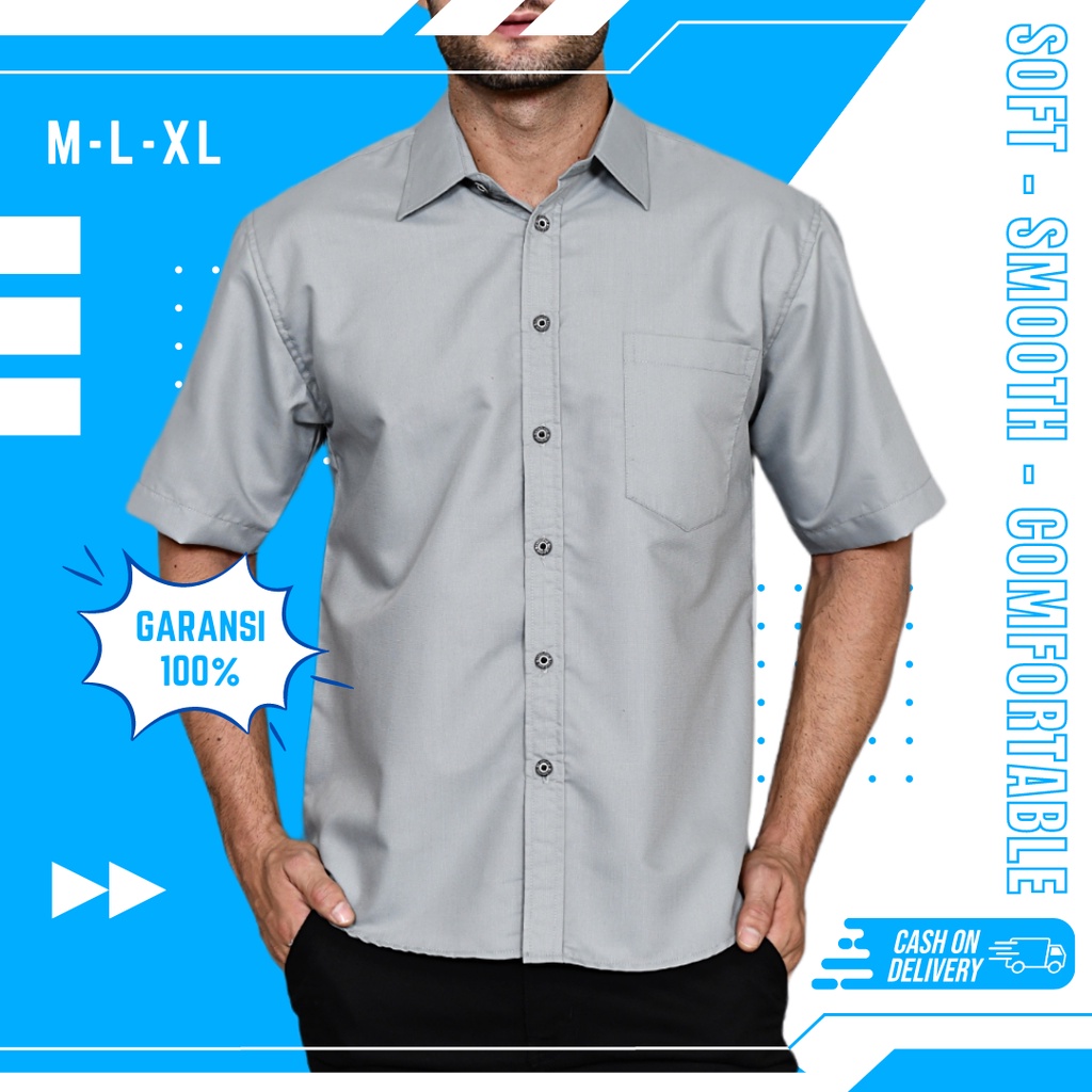 Kemeja Pria Lengan Pendek Hem Cowok Polos Kasual Casual Atasan Formal Kemeja Slimfit Laki Laki Pria 