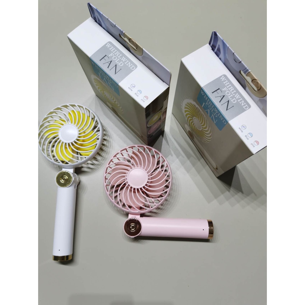 Kipas  Angin Mini Fan Portable 2000mAh usb Mini Fan Tangan Lipat Meja Foldable Mini Fan Model wt-f31 warna putih dan pink