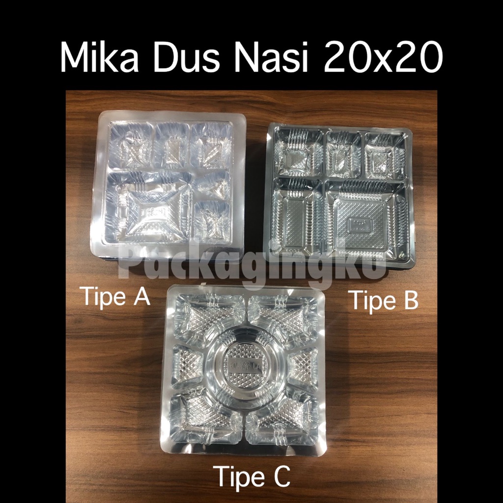 25PCS Mika Dus Nasi 20x20/ Mika 5 Sekat/ Mika 6 Sekat/ Mika 7 Sekat/ Nasi Kotak/ Box Tray Plastik/ K