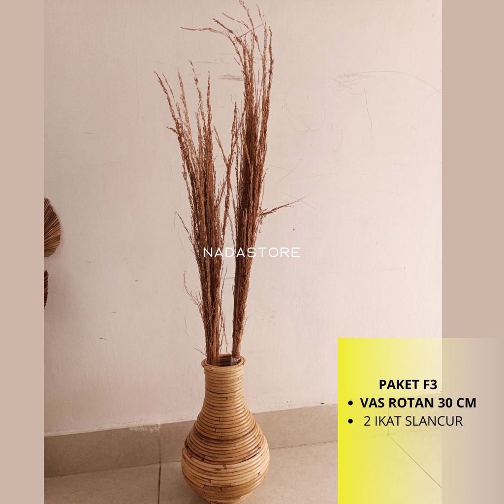 PAKET HEMAT BUNGA KERING DAN VAS ROTAN TERMURAH