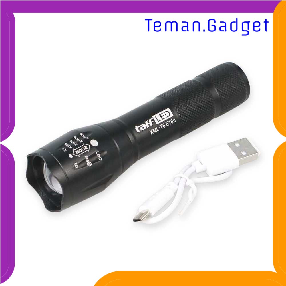 TG-SNT TaffLED Senter LED USB Rechargable Zoomable XML-T6 10000 Lumens - E18u