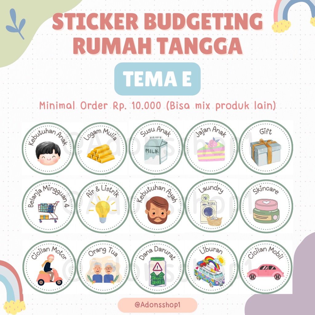 

[TEMA E PART 1] STICKER BUDGETING / Stiker Menabung / Dompet Keuangan / Stiker Anggaran / Sinking Fund