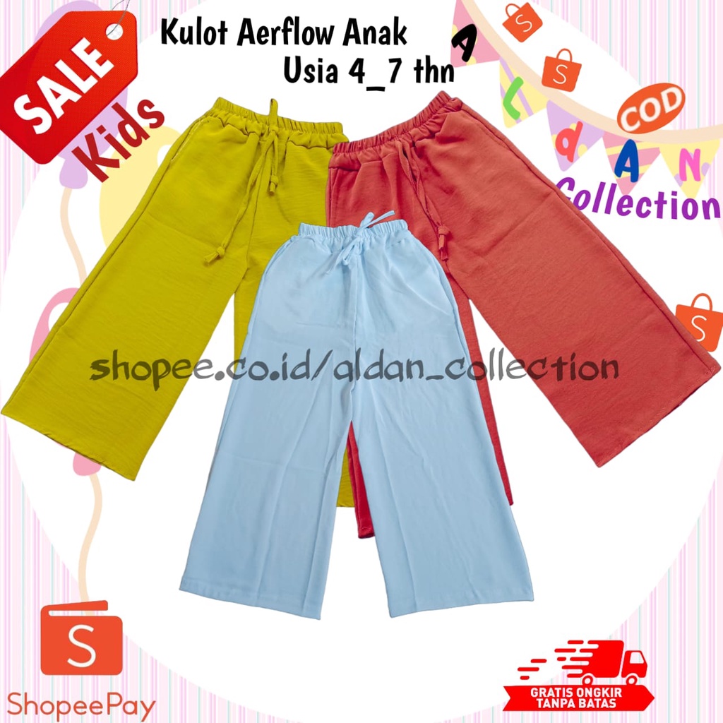 KULOT CRINKLE AERFLOW ANAK PEREMPUAN USIA 8--16 TAHUN / Kulot Crinkle Anak Perempuan / Celana Crinkle Anak / Celana Anak Perempuan