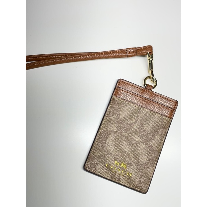

COACH Lanyard In Colorblock Signature Canvas ID khaki 100% Original HRG DISKON