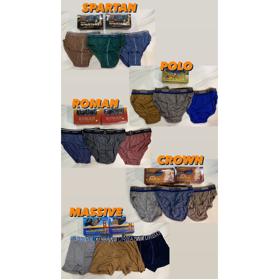 Celana Dalam Boxer CD Pria Laki Cowok Remaja Dewasa isi 3pcs Relic Roman Spartan Massive Polo Crown