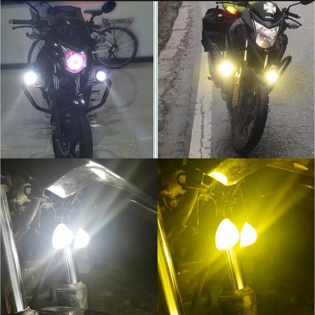 1 PAKET COD Grade A SUPER TERANG 2 PCS Lampu Tembak Laser Motor D2 Mini 2 Warna Putih Kuning High Low