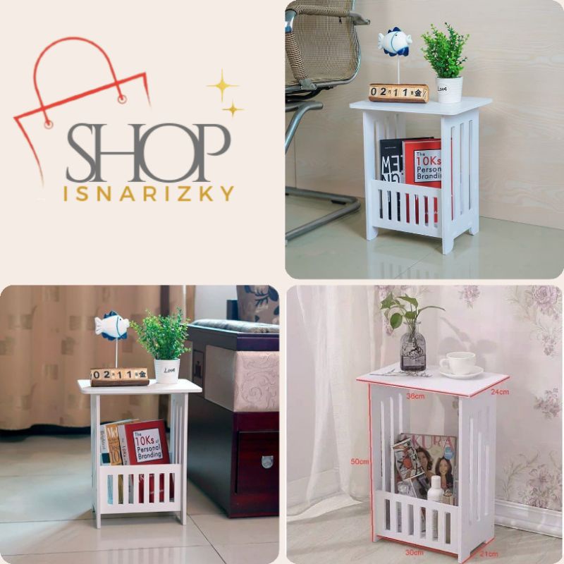 Coffe Table Persegi Meja Kopi Putih Minimalis Sudut