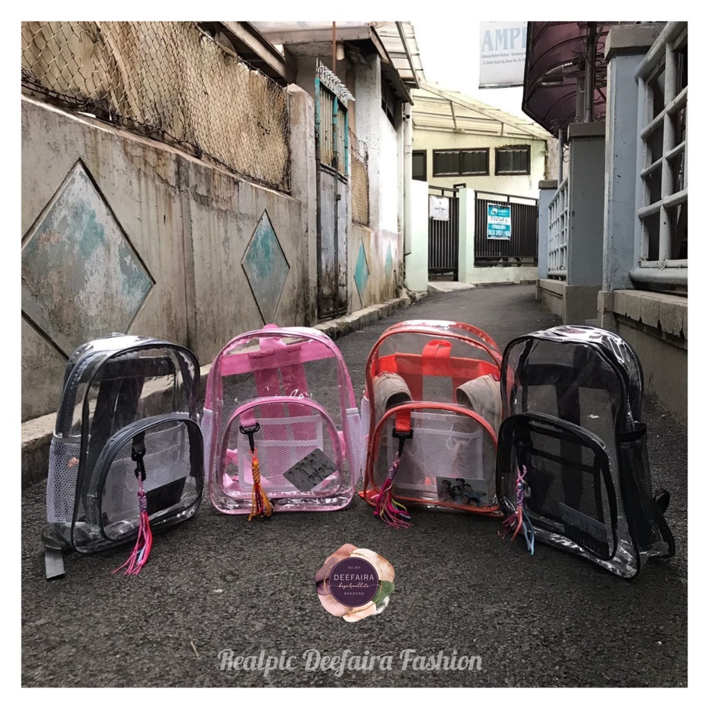 Tas Ransel Wanita Untuk Sekolah Sampai Kuliah Motif Transparan Korean Stylish L0ve