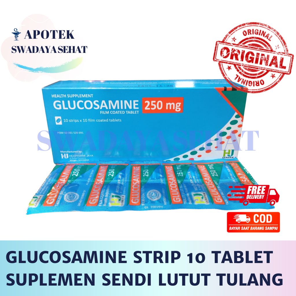 GLUCOSAMINE 250MG STRIP 10 TABLET - Suplemen Vitamin Sendi Glukosamin Lutut Tulang