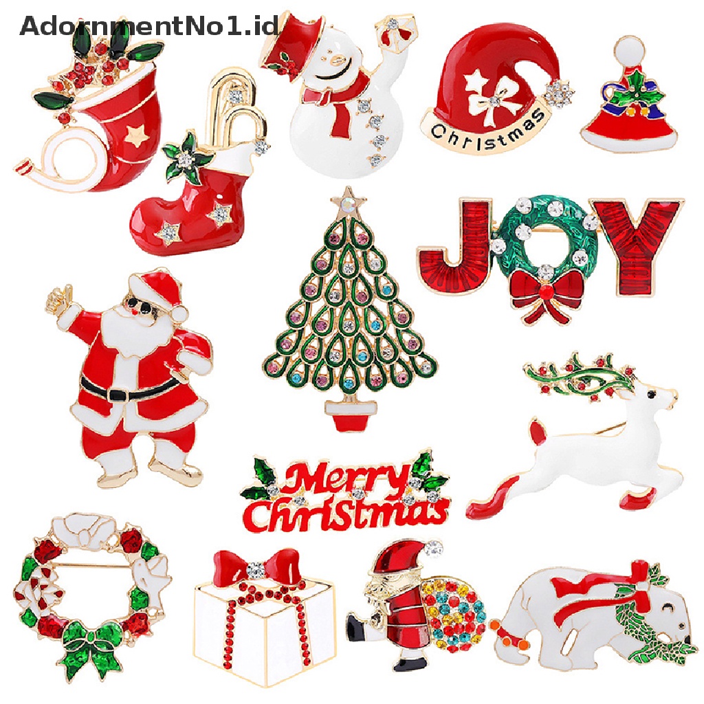 [AdornmentNo1] Fashion Wanita Snowman Santa Claus Pohon Topi Natal Bros Pin Perhiasan Hadiah [ID]