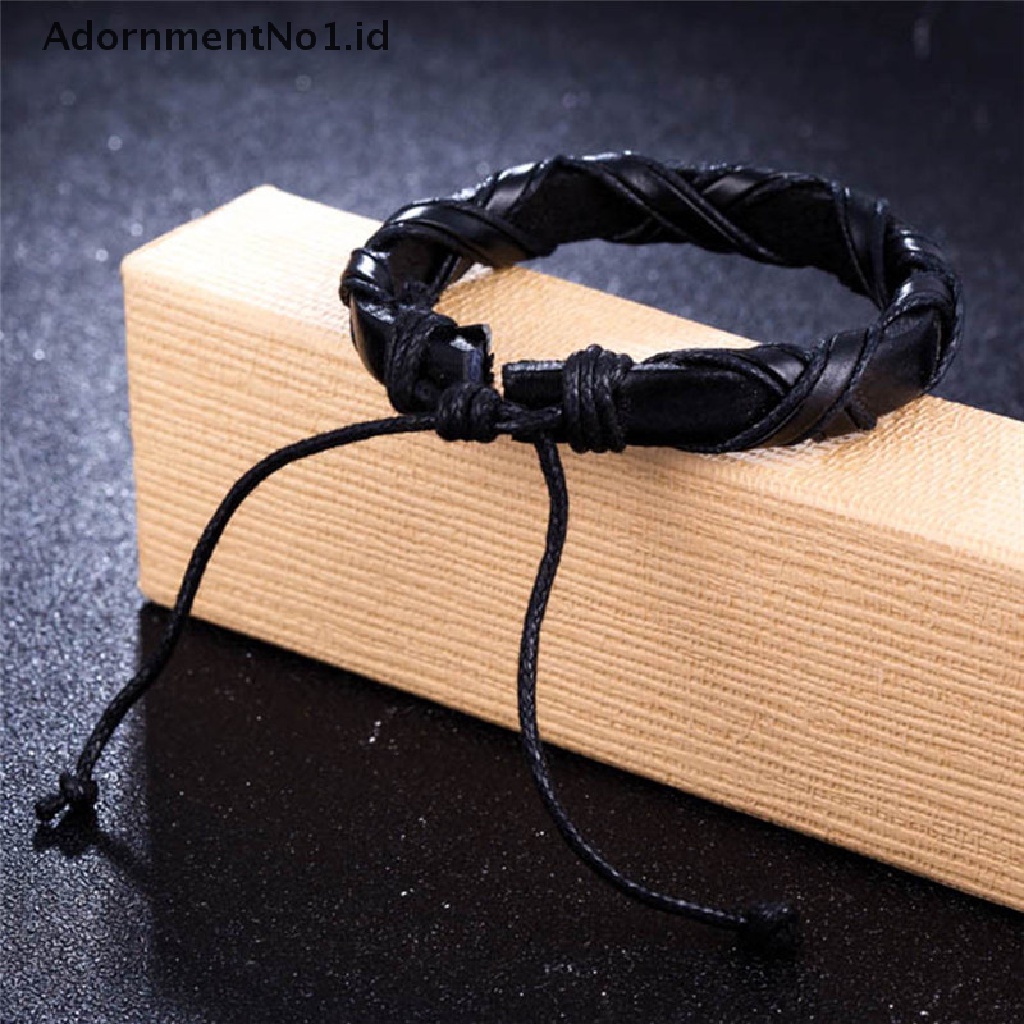 [AdornmentNo1] Handmade Kulit Pria Wanita Tali Gelang Bangle Cuff Wristband Wrap Adjustable [ID]