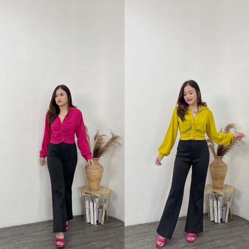BEFAST - ZRX OOTD BLOUSE STEFI / KEMEJA AIRFLOW KERUT AMANDA / Pakaian Wanita Modis Trendy / Fashion Casual Wanita Hangout / Terlaris / Outfit Daily Wanita / Atasan Wanita Lengan Panjang / Blouse Wanita Terbaru / OOTD Ala Style Korean Wanita Trendy