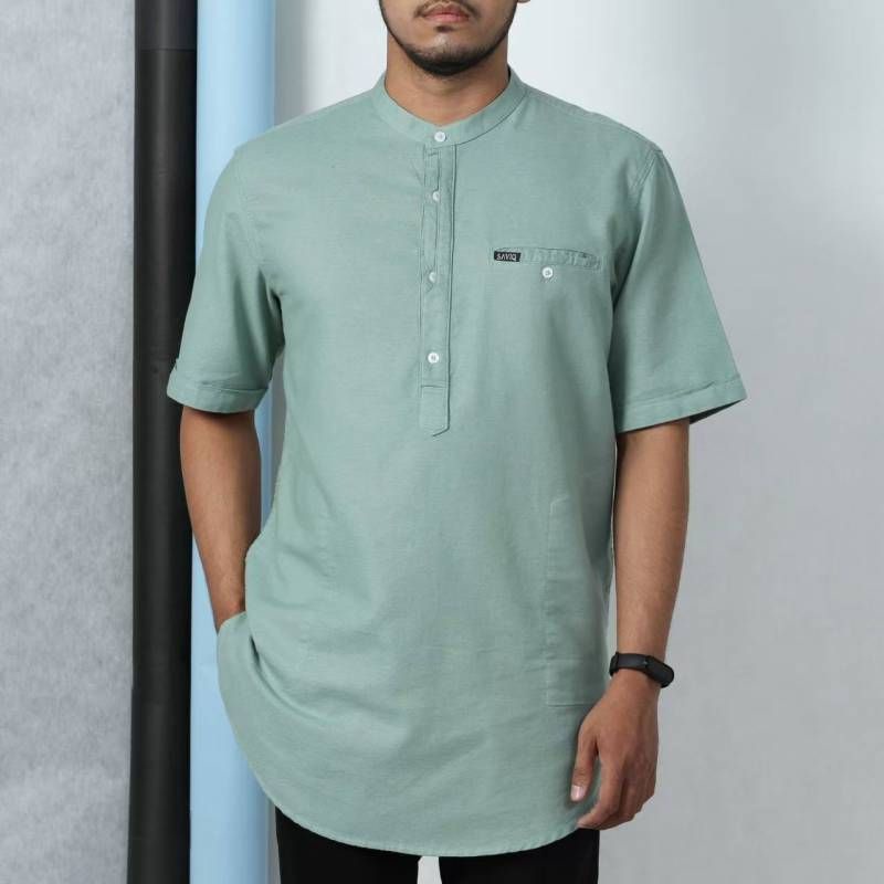 Baju Koko Polos Hijau Mint Dewasa Pria Pakaian Muslim Terkini