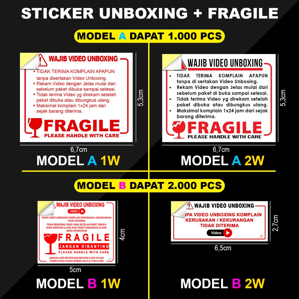 

Promo Sticker Video Unboxing per Pack / Sticker Fragile Pecah Belah