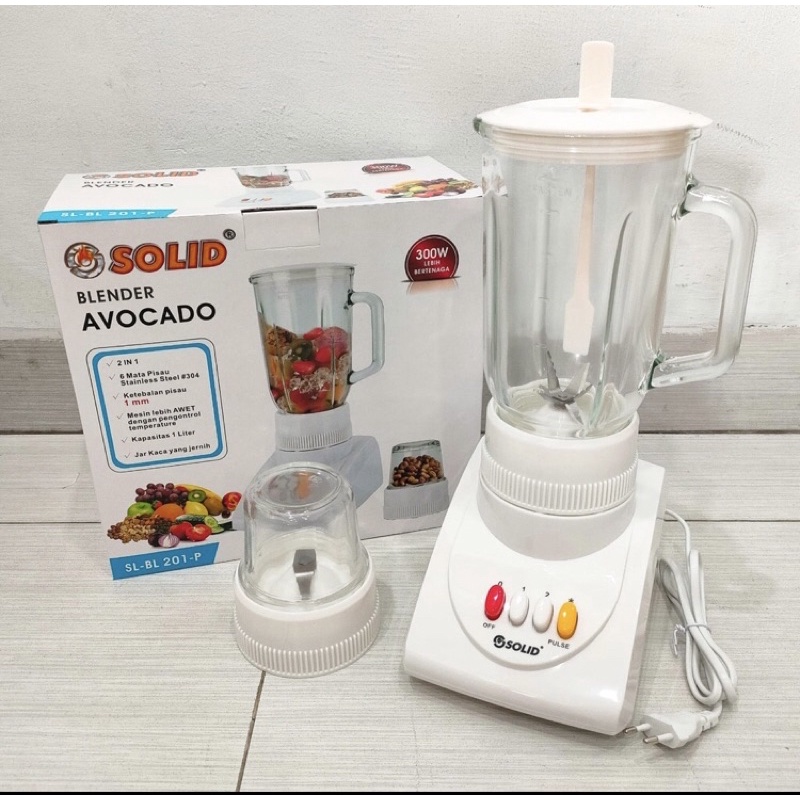 BLENDER / pelumat 2 in 1 KACA 1 liter SOLID AVOCADO