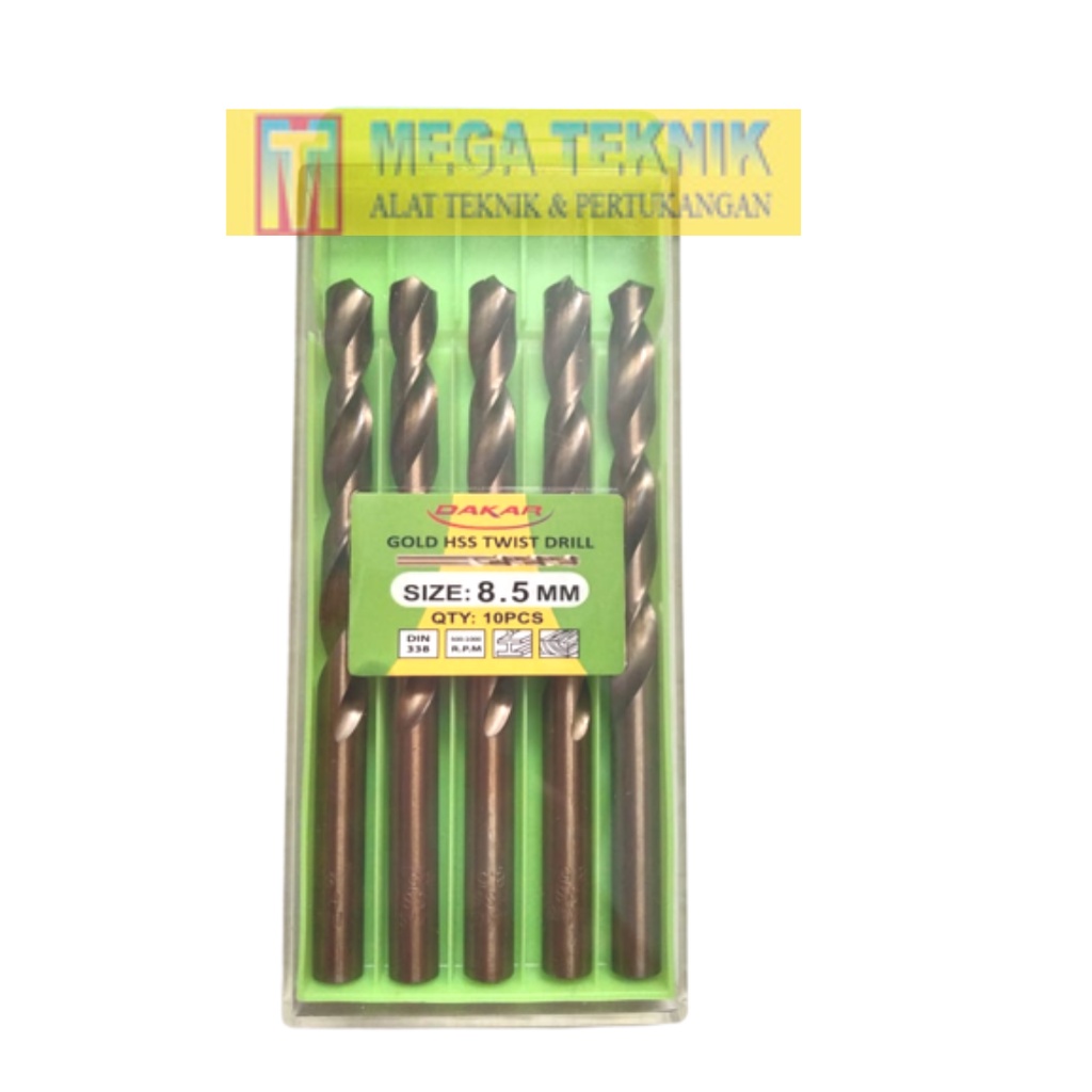 [5 Pcs] Mata Bor Besi Kuning HSS 8,5 mm Dakar - Drill Bit Kuning Baja Presisi