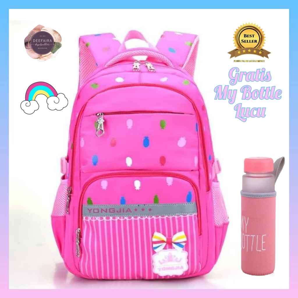 Tas Ransel Anak Perempuan Untuk Sekolah Tk &amp; Sd Motif Nanass Free My B0ttle Lucu